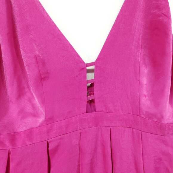 Free People Satin Mini Dress Size 10 Gabbys Party All Night Low V-Neck Pockets - Picture 13 of 15